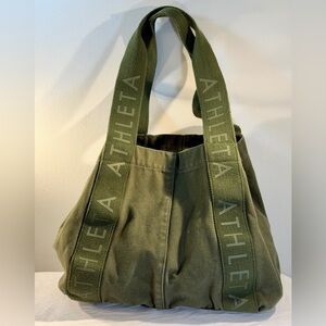 Athleta Olive Green Canvas Tote
